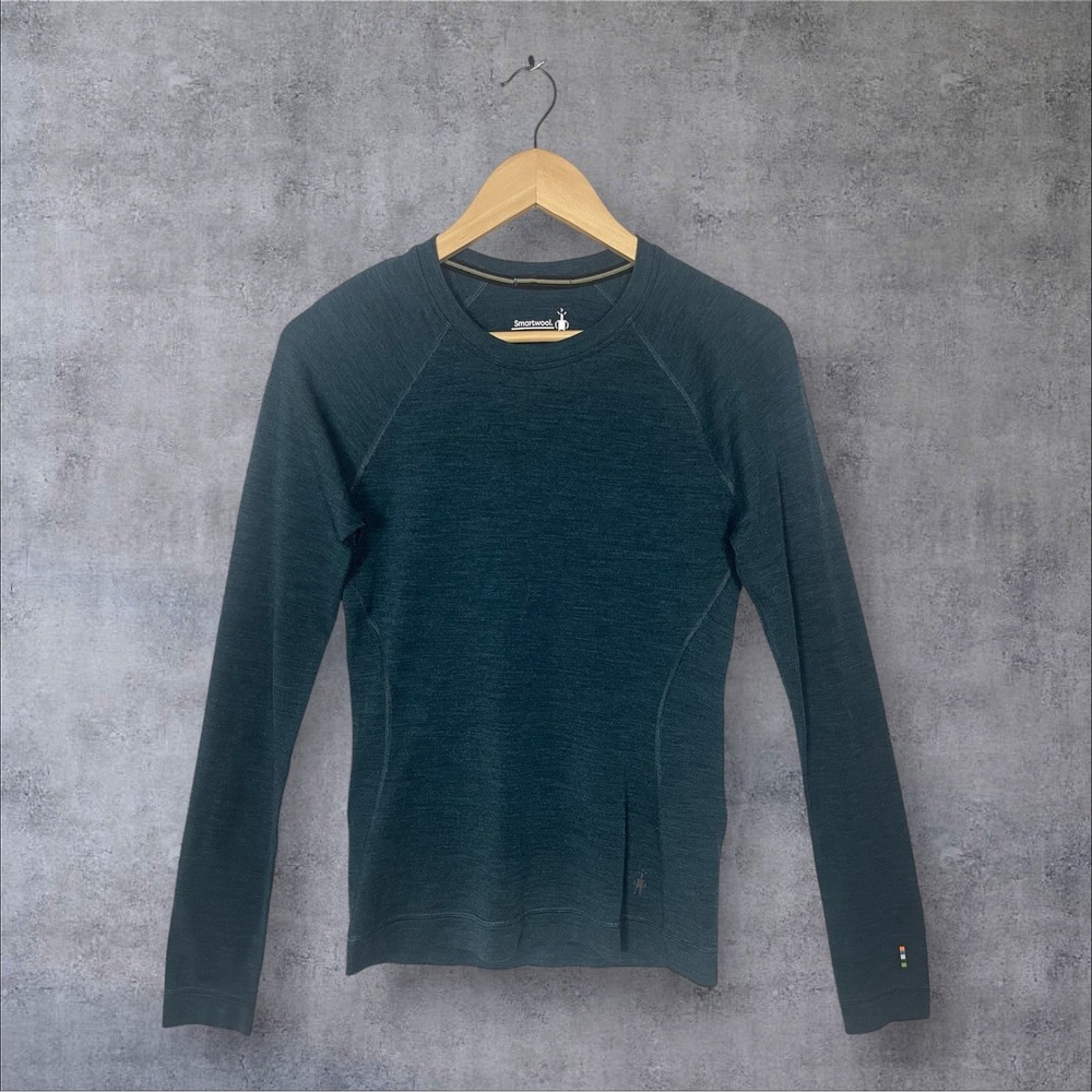 Smartwool Merino Wool Long Sleeve Pullover Crew Neck Base Layer Womens M Teal